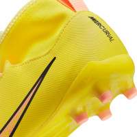 Nike Zoom Mercurial Superfly 9 Academy Velcro Grass/ Artificial Grass Football Shoes (MG) Kids Yellow Black Pink