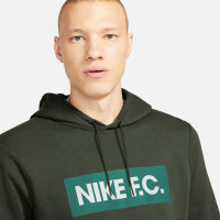 Nike F.C. Essential Fleece Hoodie Donkergroen Wit