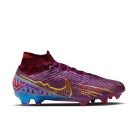 Nike Zoom Mercurial Superfly Elite 9 KM Grass Football Shoes (FG) Purple Burgundy Gold