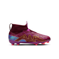 Nike Zoom Mercurial Superfly Academy 9 KM Grass/ Artificial Grass Football Shoes (MG) Kids Purple Burgundy Gold