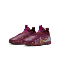 Nike Zoom Mercurial Vapor Academy 15 KM Turf Football Shoes (TF) Kids Purple Burgundy Gold
