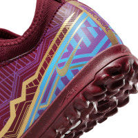 Nike Zoom Mercurial Vapor Academy 15 KM Turf Football Shoes (TF) Kids Purple Burgundy Gold
