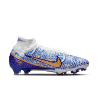 Nike Zoom Mercurial Superfly 9 Elite CR7 Gras Voetbalschoenen (FG) Wit Blauw Brons