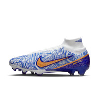 Nike Zoom Mercurial Superfly 9 Elite CR7 Gras Voetbalschoenen (FG) Wit Blauw Brons