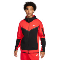 Nike Tech Fleece Full-Zip Tracksuit Coral Red Black White