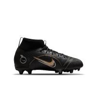 Nike Mercurial Superfly 8 Academy Gras / Kunstgras Voetbalschoenen (MG) Kids Zwart Donkergrijs Goud - KNVBshop.nl