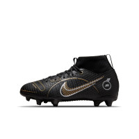 Nike Mercurial Superfly 8 Academy Gras / Kunstgras Voetbalschoenen (MG) Kids Zwart Donkergrijs Goud - KNVBshop.nl