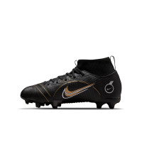 Nike Mercurial Superfly 8 Academy Gras / Kunstgras Voetbalschoenen (MG) Kids Zwart Donkergrijs Goud - KNVBshop.nl