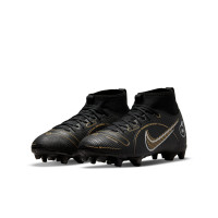 Nike Mercurial Superfly 8 Academy Gras / Kunstgras Voetbalschoenen (MG) Kids Zwart Donkergrijs Goud - KNVBshop.nl