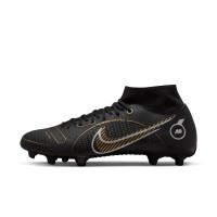 Nike Mercurial Superfly 8 Academy Gras / Kunstgras Voetbalschoenen (MG) Zwart Donkergrijs Goud - KNVBshop.nl