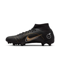 Nike Mercurial Superfly 8 Academy Gras / Kunstgras Voetbalschoenen (MG) Zwart Donkergrijs Goud - KNVBshop.nl