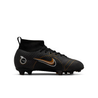 Nike Mercurial Superfly 8 Pro Gras Voetbalschoenen (FG) Kids Zwart Donkergrijs Goud - KNVBshop.nl