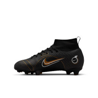 Nike Mercurial Superfly 8 Pro Natural Turf Football Shoes (FG) Kids Black Grey Dark Gold