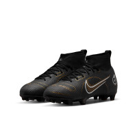 Nike Mercurial Superfly 8 Pro Natural Turf Football Shoes (FG) Kids Black Grey Dark Gold