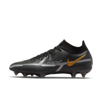 Nike Phantom GT Elite 2 DF Gras Voetbalschoenen (FG) Zwart Donkergrijs Goud