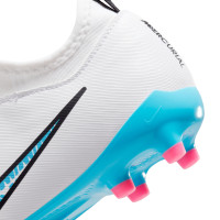 Nike Zoom Mercurial Vapor 15 Academy Laceless Grass/Artificial Grass Football Shoes (MG) Kids White Bright Blue Hot Pink