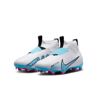 Nike Zoom Mercurial Superfly 9 Academy Laceless Grass/Artificial Grass Football Shoes (MG) Kids White Bright Blue Hot Pink