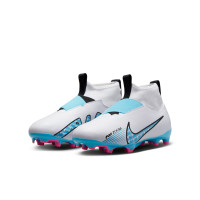 Nike Zoom Mercurial Superfly 9 Academy Veterloze Gras / Kunstgras Voetbalschoenen (MG) Kids Wit Felblauw Felroze