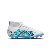 Nike Mercurial Superfly 9 Club Grass/ Artificial Grass Football Shoes (MG) Kids White Blue Pink