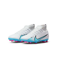 Nike Mercurial Superfly 9 Club Grass/ Artificial Grass Football Shoes (MG) Kids White Blue Pink