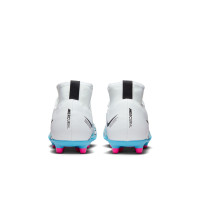 Nike Mercurial Superfly 9 Club Grass/ Artificial Grass Football Shoes (MG) Kids White Blue Pink