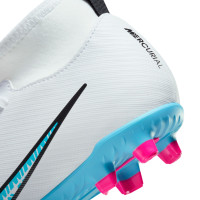 Nike Mercurial Superfly 9 Club Grass/ Artificial Grass Football Shoes (MG) Kids White Blue Pink