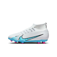 Nike Mercurial Superfly 9 Club Grass/ Artificial Grass Football Shoes (MG) Kids White Blue Pink