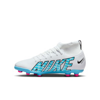 Nike Mercurial Superfly 9 Club Grass/ Artificial Grass Football Shoes (MG) Kids White Blue Pink