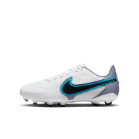 Nike Tiempo Legend 9 Academy Grass/Artificial Grass Football Shoes (MG) Kids White Black Blue Pink