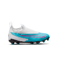 Nike Phantom GX Academy Dynamic Fit Gras / Kunstgras Voetbalschoenen (MG) Kids Blauw Roze Wit