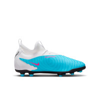 Nike Phantom GX Club Dynamic Fit Gras / Kunstgras Voetbalschoenen (MG) Kids Blauw Roze Wit