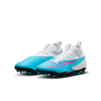 Nike Phantom GX Club Dynamic Fit Gras / Kunstgras Voetbalschoenen (MG) Kids Blauw Roze Wit