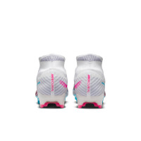 Nike Zoom Mercurial Superfly 9 Elite Gras Football Shoes (FG) White Blue Pink