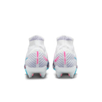 Nike Zoom Mercurial Superfly 9 Elite Iron Stud Football Shoes (SG) Anti-Clog White Blue Pink