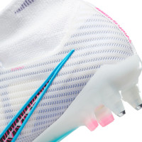 Nike Zoom Mercurial Superfly 9 Elite Iron Stud Football Shoes (SG) Anti-Clog White Blue Pink