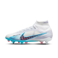 Nike Zoom Mercurial Superfly 9 Elite Iron Stud Football Shoes (SG) Anti-Clog White Blue Pink