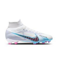 Nike Zoom Mercurial Superfly 9 Pro Gras Voetbalschoenen (FG) Wit Blauw Roze