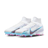 Nike Zoom Mercurial Superfly 9 Pro Grass Football Shoes (FG) White Blue Pink