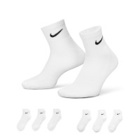 Nike Everyday Enkel Sportsokken Cushioned 6-Pack Wit Zwart