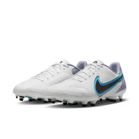 Nike Tiempo Legend 9 Academy Gras / Kunstgras Voetbalschoenen (MG) Wit Zwart Blauw Felroze