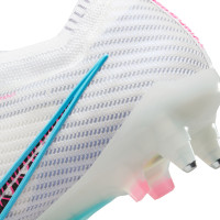 Nike Zoom Mercurial Vapor 15 Elite Iron Stud Football Shoes (SG) Anti-Clog White Blue Pink