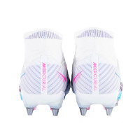 Nike Zoom Mercurial Superfly 9 Elite IJzeren-Nop Voetbalschoenen (SG) Pro Player Wit Felblauw Felroze