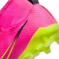Nike Zoom Mercurial Superfly 9 Pro Veterloze Gras Voetbalschoenen (FG) Kids Roze Geel Zwart