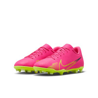 Nike Mercurial Vapor 15 Club Grass/ Artificial Grass Football Shoes (MG) Kids Pink Yellow Black