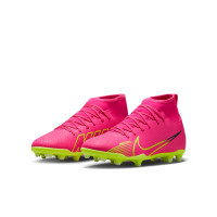 Nike Mercurial Superfly 9 Club Grass/Artificial Grass Football Shoes (MG) Kids Pink Yellow Black