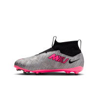 Nike Zoom Mercurial Superfly 9 Pro XXV Laceless Grass Football Shoes (FG) Kids Silver Pink Black