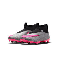 Nike Zoom Mercurial Superfly 9 Pro XXV Laceless Grass Football Shoes (FG) Kids Silver Pink Black