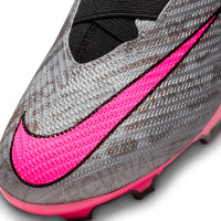 Nike Zoom Mercurial Superfly 9 Pro XXV Laceless Grass Football Shoes (FG) Kids Silver Pink Black