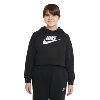 Nike Club Sportswear Crop Hoodie Meisjes Zwart Wit