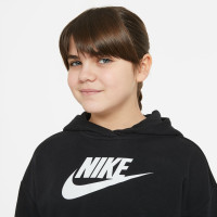 Nike Club Sportswear Crop Hoodie Meisjes Zwart Wit